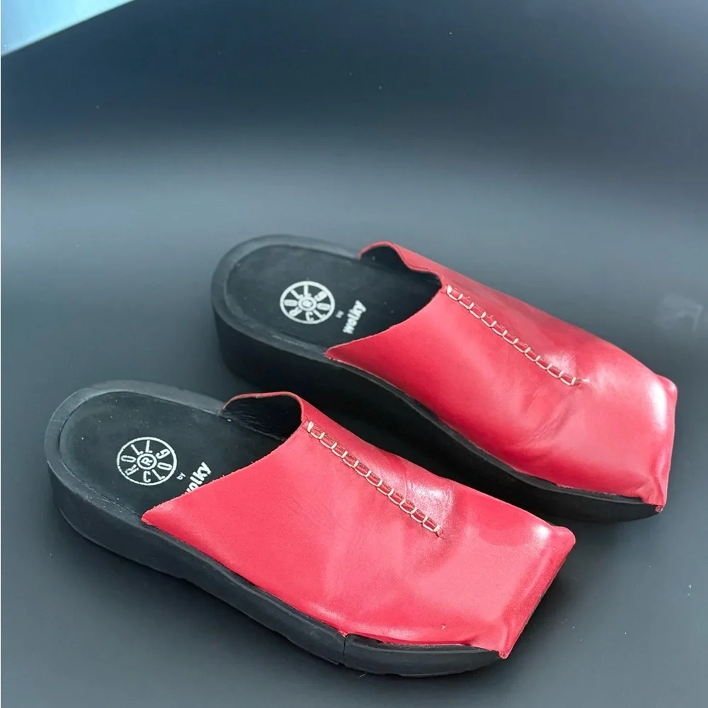 WOLKY RARE “ROLL CLOG” MULES EU 41 RED - Picture 4 of 12